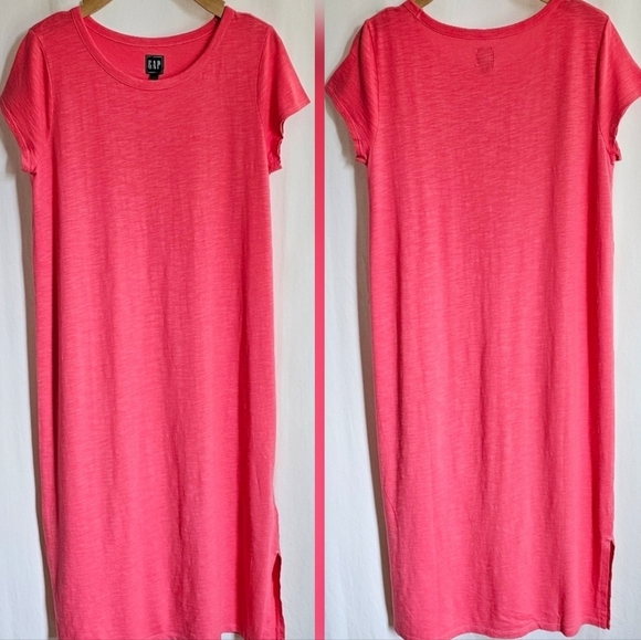 GAP Coral Pink Short Sleeve Midi T-Shirt Dress - Picture 11 of 16